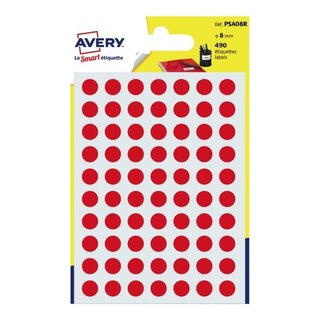 Markierungspunkte Avery Zweckform PSA08R, D 8mm, rot, 490...