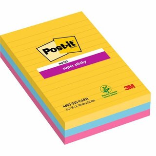 Haftnotizen Post-it Super Sticky 4690-S3R, 101 x 152 mm, 3 Blcke  90 Blatt