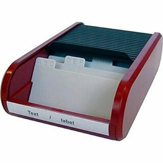 Visitenkartenbox Helit H62180, fr 300 Karten, 8-teiliges Register, schwarz/rot