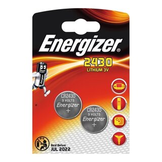 Batterie Energizer 638900, Knopfzelle, CR2430, 3 Volt, Lithium, 2 Stck