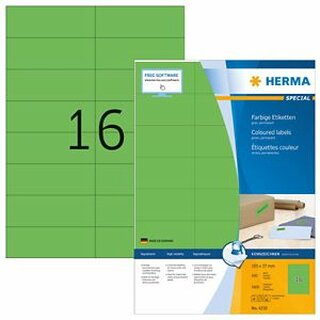 Etiketten Herma 4259 PREMIUM, 105 x 37mm (LxB), grn, 1600 Stck