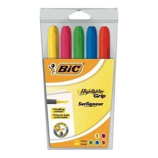 Textmarker BIC 811935, Strichstrke: 1,6 - 3,4mm, sortiert, 5 Stck