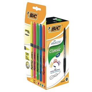 Kugelschreiber BIC 933976 Atlantis Premium, Strichstrke: 0,4mm, schwarz, 12 St