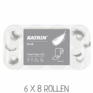 Toilettenpapier Katrin 104872, 3-lagig, 250 Blatt, wei, 48 Stck