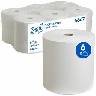 Papierhandtcher Scott 6667, auf Rolle, 304m, 1-lagig, unperforiert, 6 Stck