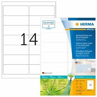 Etiketten Herma 10826 Recycling, 99,1 x 38,1 (LxB), wei, 1400 Stck