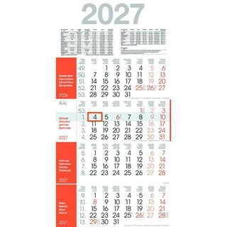 B�hner 4-Monatskalender RAINBOW M4R1, 4 M/1S, 30 x 59 cm, orange, 2027