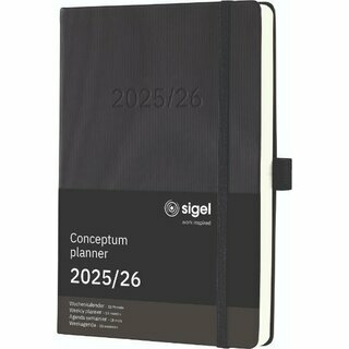 Sigel Buchkalender C2601, Conceptum, 1W/2S, 18 Mon., 14,8x21,3cm, schwarz, 2026