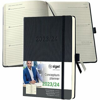 Sigel Buchkalender C2601, Conceptum, 1W/2S, 18 Mon., 14,8x21,3cm, schwarz, 2026