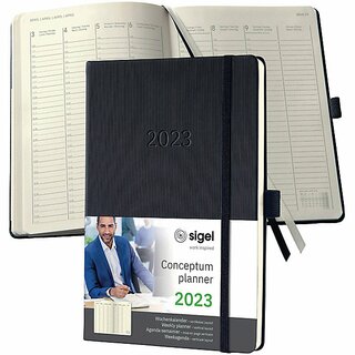 Sigel Buchkalender C2619 Conceptum, 1W/2S, Hardcover, A5, schwarz, 2027