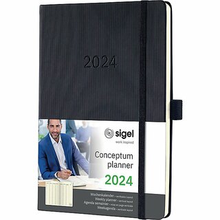 Sigel Buchkalender C2619 Conceptum, 1W/2S, Hardcover, A5, schwarz, 2027