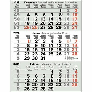 B�hner Ersatzbl�tter f.Tischkalender M3TKM, 3 Monate / 1 Seite, 11 x 22 cm, 2027