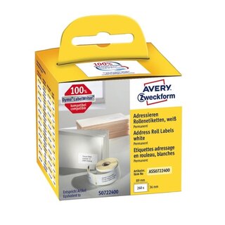 Rollenetiketten Avery Zweckform ASS0722400 36x89 mm, we, 1 Rolle/260 Etiketten