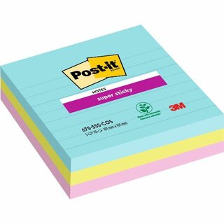 Haftnotizen Post-it Super Sticky 675-SS3, 101x101mm, lin, 3 x 70 Blatt, Cosmic