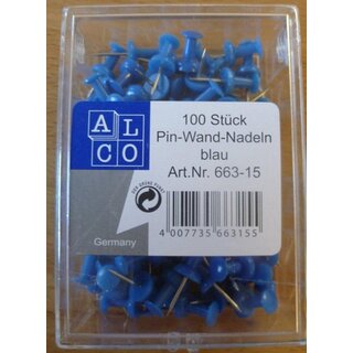 Pinnadeln Alco 663, 7,5 x 24 mm, blau, 100 Stck