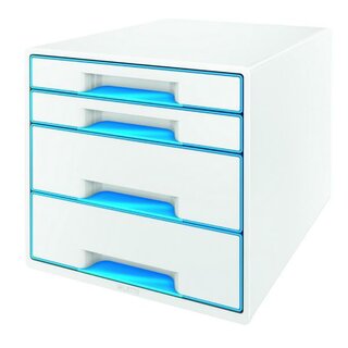 Schubladenbox Leitz 5213 WOW, 4 Schubladen, weiß/blau