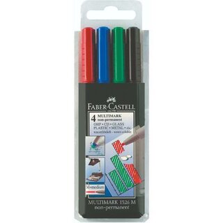 FABER-CASTELL Non-Permanentmarker Multimarker 152604, Einweg, M, 4 Stck