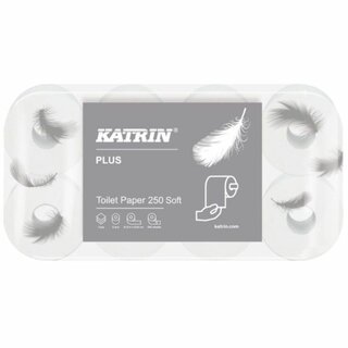 Toilettenpapier Katrin 11711, 3-lagig, 250 Blatt, wei, 9 x 8 Rollen