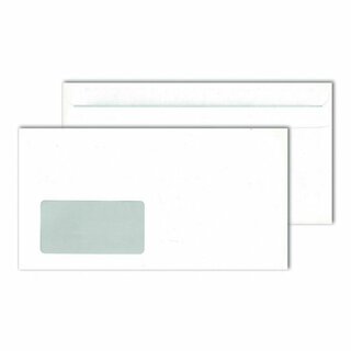 Kompaktumschl�ge 125 x 235mm, mit Fenster, SK, 80g, wei�, 1000St