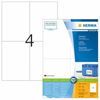 Etiketten Herma 4627 PREMIUM, 105 x 148mm (LxB), weiß,...