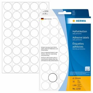 Markierungspunkte Herma 2250, D 19mm, weiß, 1280 Stück