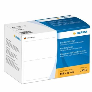 Frankier-Etiketten Herma 4319, 163 x 45mm (LxB), wei, 1000 Stck