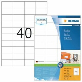 Etiketten Herma 4461 PREMIUM, 52,5 x 29,7mm (LxB), wei, 4000 Stck
