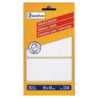 Adress-Etiketten Avery Zweckform 3345, 95 x 48mm (LxB), wei, 1Bl/282 Stck