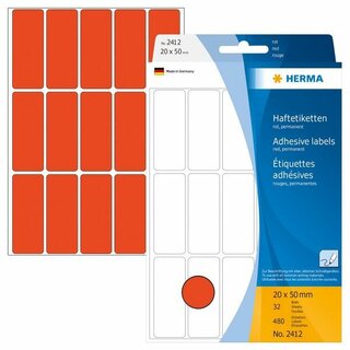 Herma 2412 Haftetiketten 20x50 Rot 480 Stck