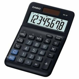 Tischrechner Casio MS-8F, 8-stellig, Steuern, Whrung, Solar, schwarz