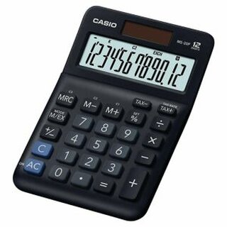Tischrechner Casio MS-20F, 12-stellig, Steuern, Whrung, schwarz