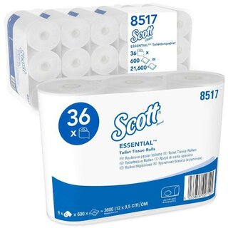 Scott 8517 Toilettenpapier 2-Lagig, 600 Blatt, Weiß, 36...