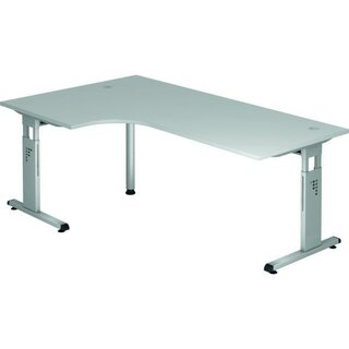 Winkeltisch VOS82 C-Fuß. Maße: 200 x 120cm, grau/silber