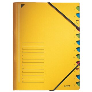 Ordnungsmappe Leitz 3912, 12 Fächer, mit Gummizug, gelb