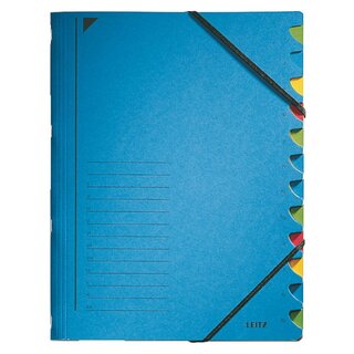 Ordnungsmappe Leitz 3912, 12 Fächer, mit Gummizug, blau