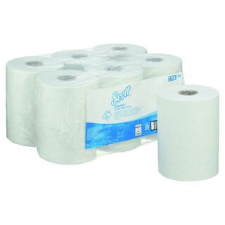 Scott 6623 Handtuchrolle, 1-lagig, Weiß, 6 Stück