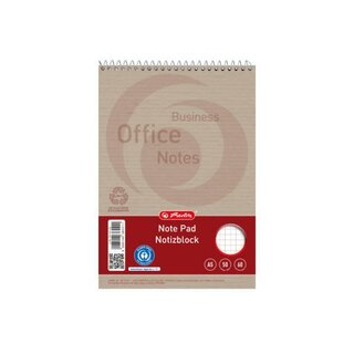 Notizblock Herlitz Recycling, 100050292, A5, kariert, 50 Blatt, wei�