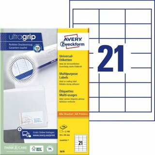 Universal-Etiketten Avery Zweckform 3670, 64x36mm (LxB),...