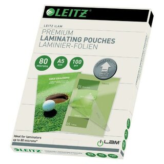 Leitz 7492 Laminierfolien 80Mi, A5, 100 Stück