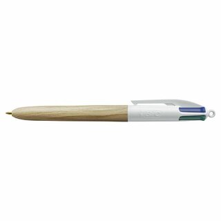 Kugelschreiber BIC 508964, im Holzstil, 4 Farben, mittlere Spitze 1,0 mm, rund