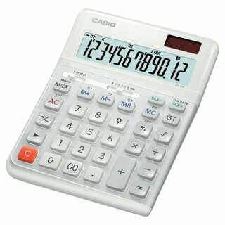 Tischrechner Casio DE-12E-WE, Ergo Desk, 12-stellig, LCD, Solar, wei�