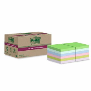 Haftnotizen 3M Post-it 622, recycelt, 47,6x47,6mm, 70 Blatt, sortiert, 12 Stck