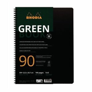 Recycling-Notizbuch Rhodiactive 119912C, A4+, kariert 5 x 5 mm, 90 g/qm, schwarz