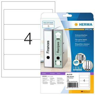 Herma 5123 Ordner Rckenetikett, wei, 100 Stck