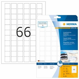Inkjet-Etiketten Herma 8831, 25,4 x 25,4mm (LxB), weiß,...