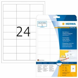 Korrekturetiketten Herma 4227, 64,6 x 33,8mm, blickdicht, wei, 600 Stck