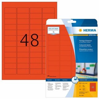 Herma 4367 Etiketten 45,7x21,2mm Rot 960 Stück