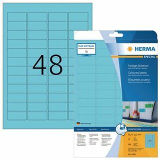 Etiketten Herma 4368, 45,7 x 21,2mm (LxB), blau, 960 Stck