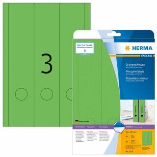 Ordner-Etiketten Herma 5139, lang / breit, grn, 60 Stck