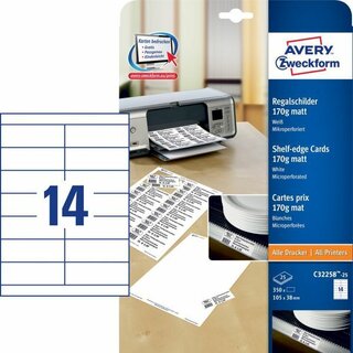 Avery C32258-25 Regalschild 105x38mm 350 Stück